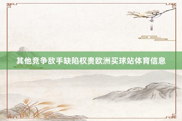 其他竞争敌手缺陷权贵欧洲买球站体育信息